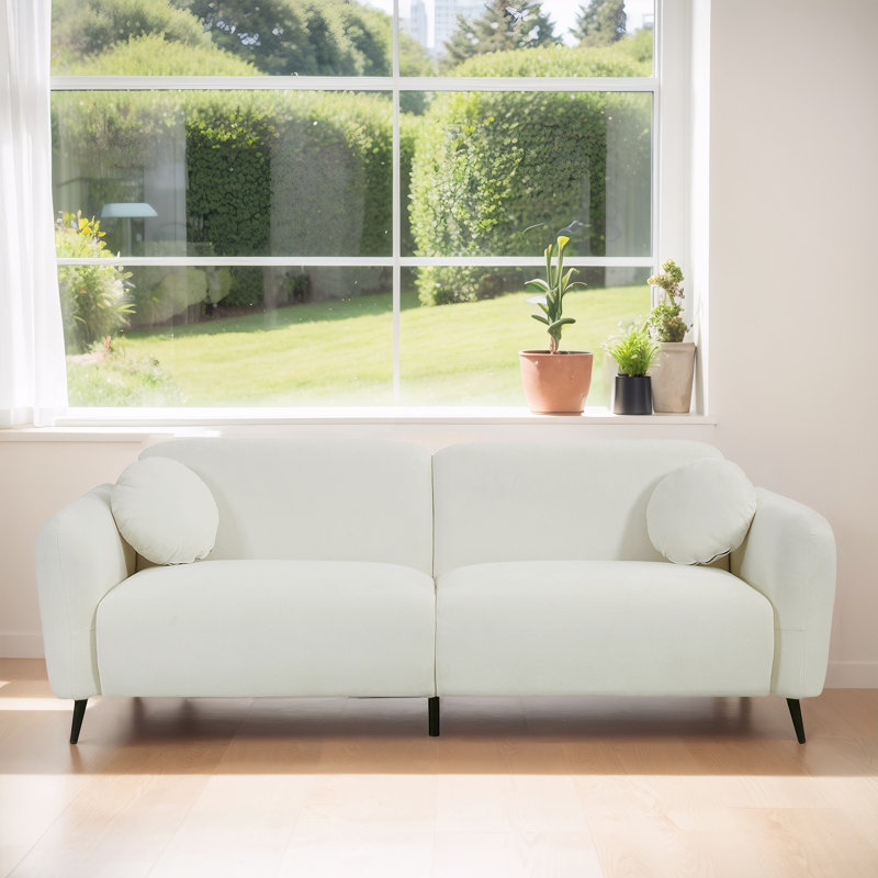 Causeuse à accoudoirs arrondis l 83,85 po, Beige