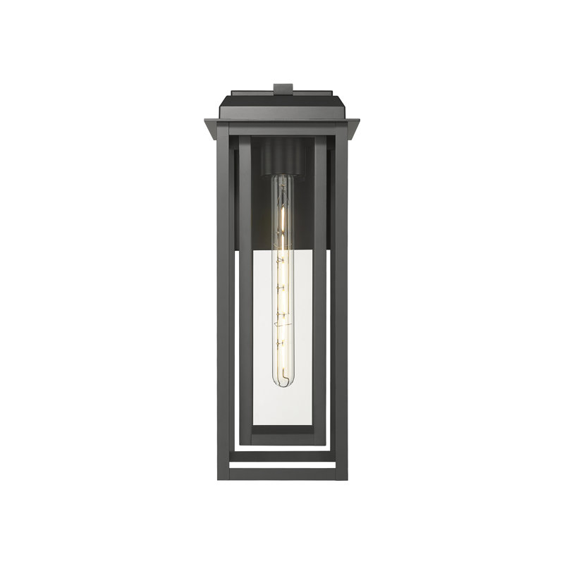 Mansfield 1-Light 20" Matte Black Coastal Outdoor Sconce With Clear Glass, Clear, Matte Black, 20