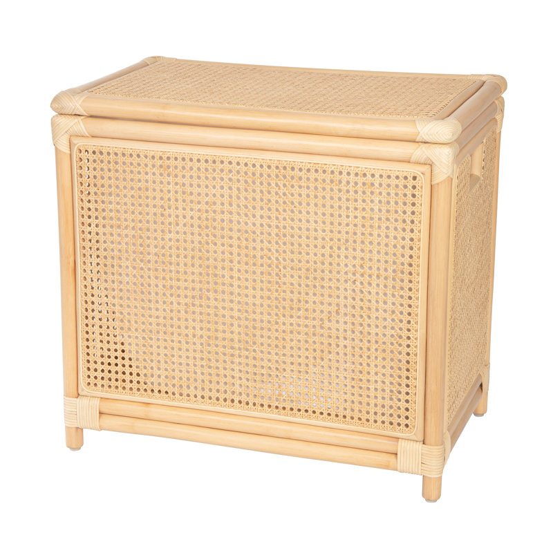 Rectangular Rattan Cane Clothes Hamper and Laundry Basket with Removable Liner & Lid, 2 Loads