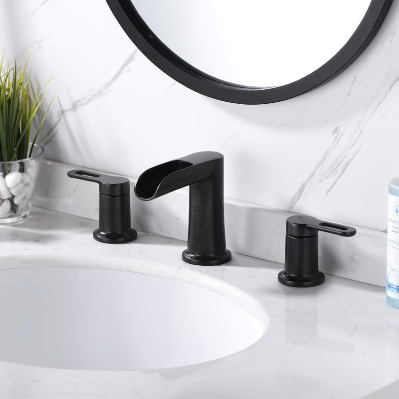 Robinet de salle de bain à large entraxe avec bonde, Bronze huilé