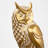 Cute Gold Owl Figurine, Checkered Resin Owl Statue with Black Pedestal Base