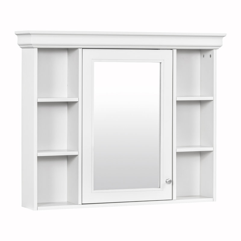 Wall mounted bathroom storage cabinet with mirror door, Blanc