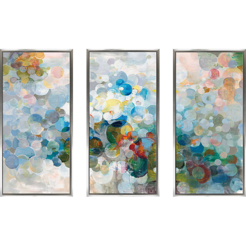 «In The Loop» par Danhui Nai, peinture sur toile flottante 3 pièces, L 52,5 po x H 33,5 po
