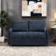 Futon de salon moderne avec revêtement bleu marine et dossier réglable, espace de rangement