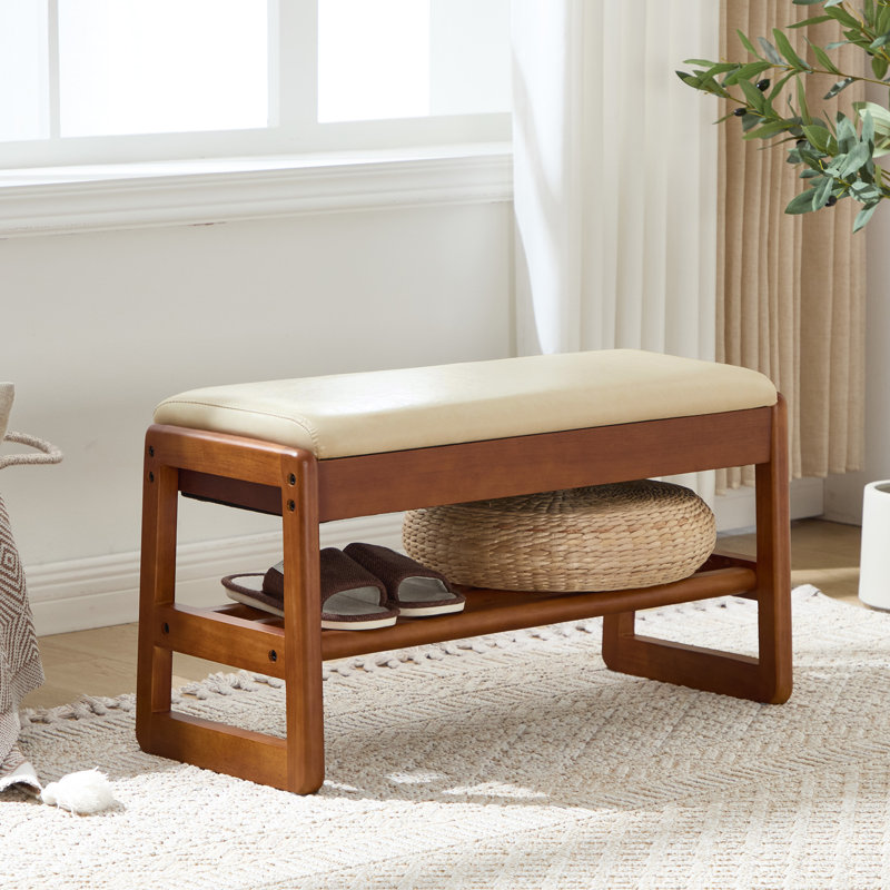 Entryway Shoe Organizer Bench with Open Storage, BEIGE