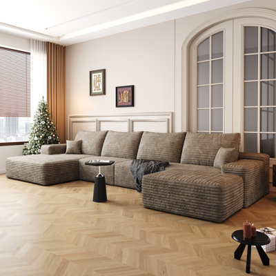Modern L-Shape Sectional Couch With Plush Corduroy, No Assembly, High-Resilience Foam For Ultimate Comfort And Space Optimization