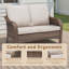 Causeuse de patio en osier 49,6 po avec coussins de siège beige-1936713946-1936713951