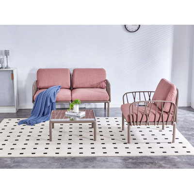 Ensemble de canapé de patio intérieur / extérieur avec base en plastique et coussin moelleux