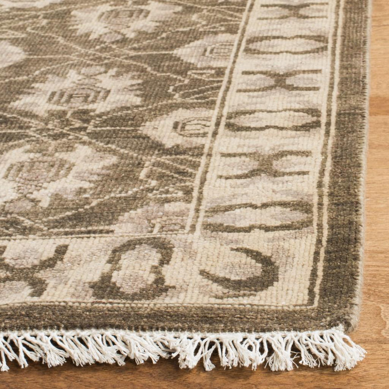 Oushak Oriental Hand-Knotted Wool Brown Area Rug, Rectangle 8' x 10'
