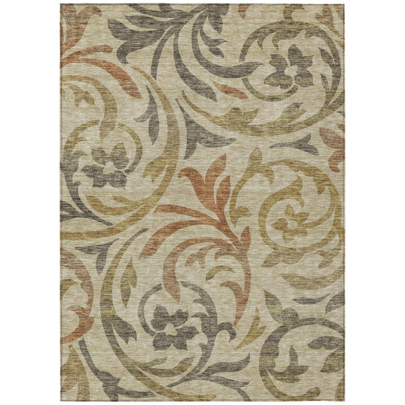 Washable Floral Indoor / Outdoor Rug, Rectangle 2'6" x 3'10"