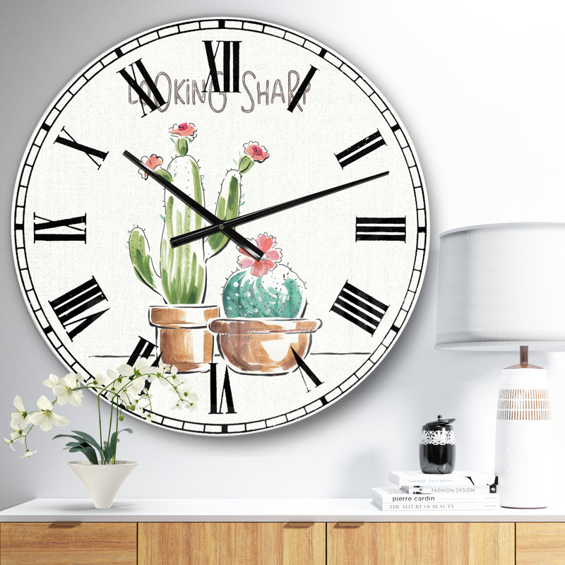Desert Botanical Bloom I - Farmhouse Wall Clock, Small