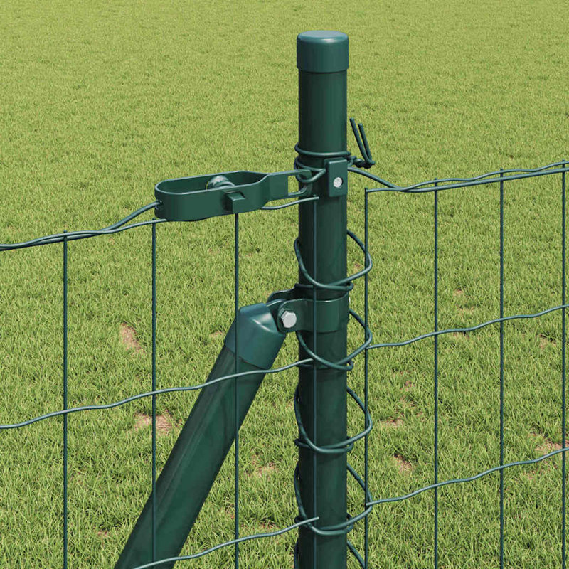 Vidaxl Fence With Posts Steel, Green, 100cm H x 1000cm W x 3.2cm D