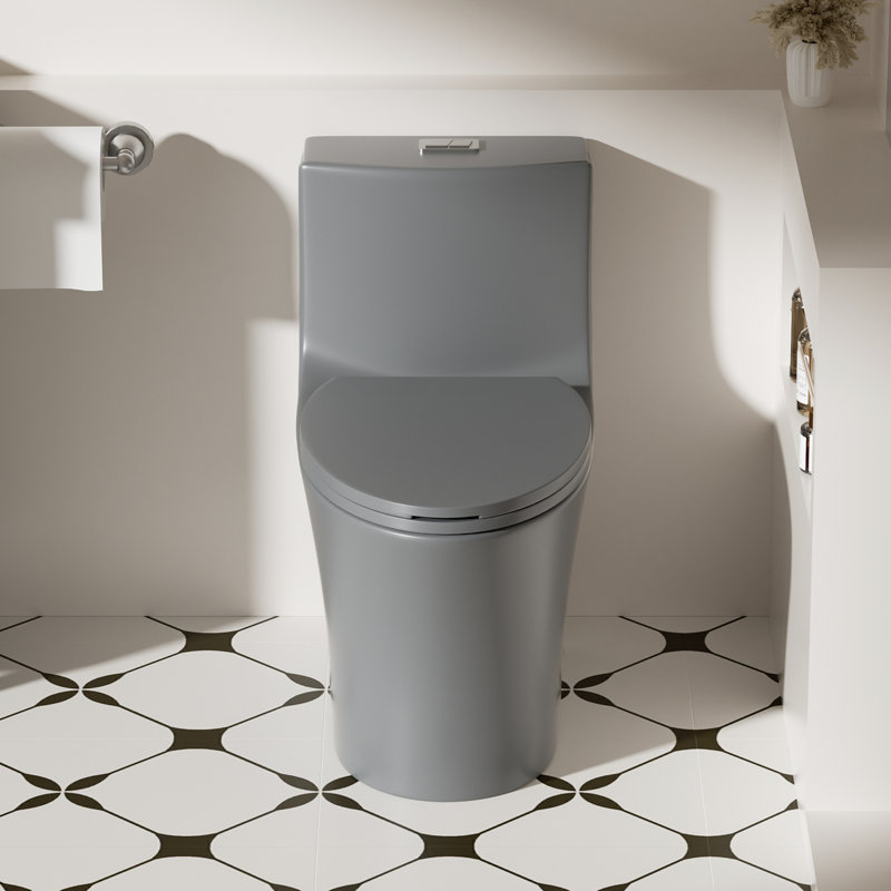 Toilette grise 002, splendeur 1 / 1,60, hauteur de confort allongée au sol avec siège à fermeture douce Genial, silencieux