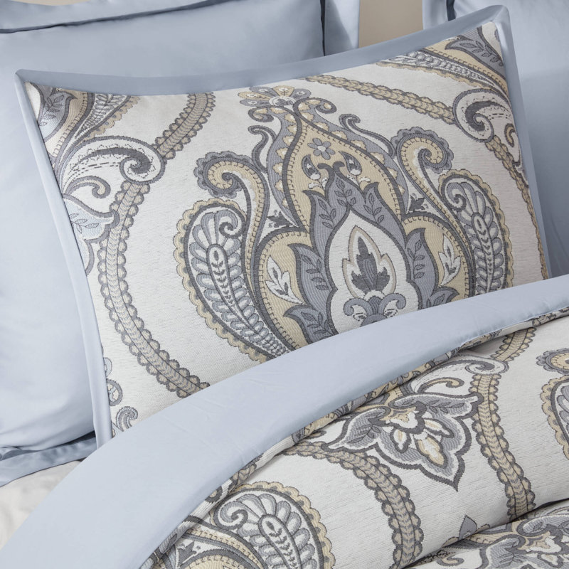 De literie pour très grand lit, jacquard chenille bleu, style chambre à coucher élégante