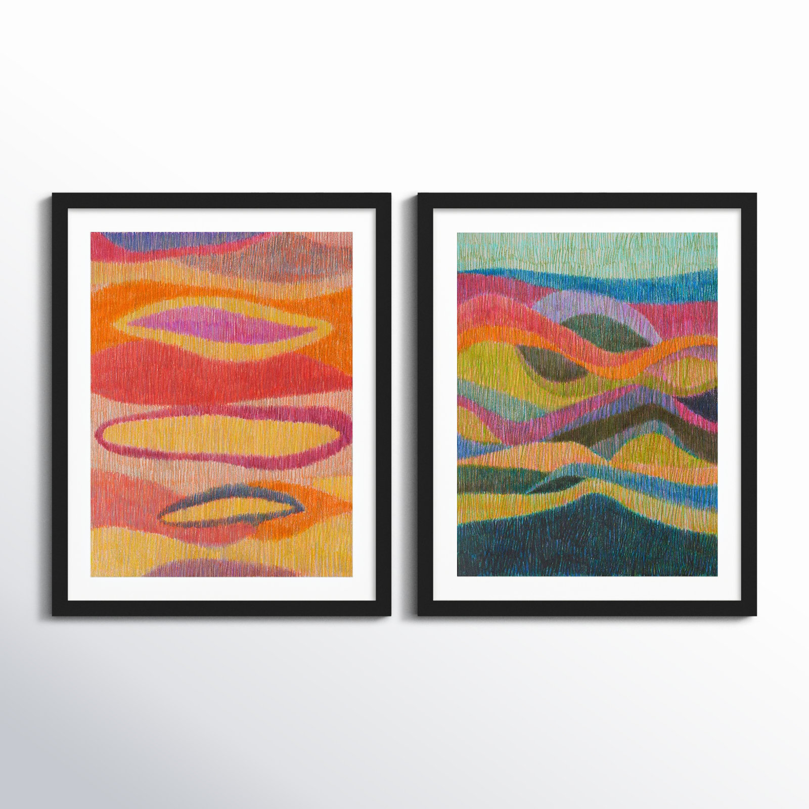 Merengue and Tango 2-Piece Painting Set, Black Framed, 30" H x 24" W x 1.25" D
