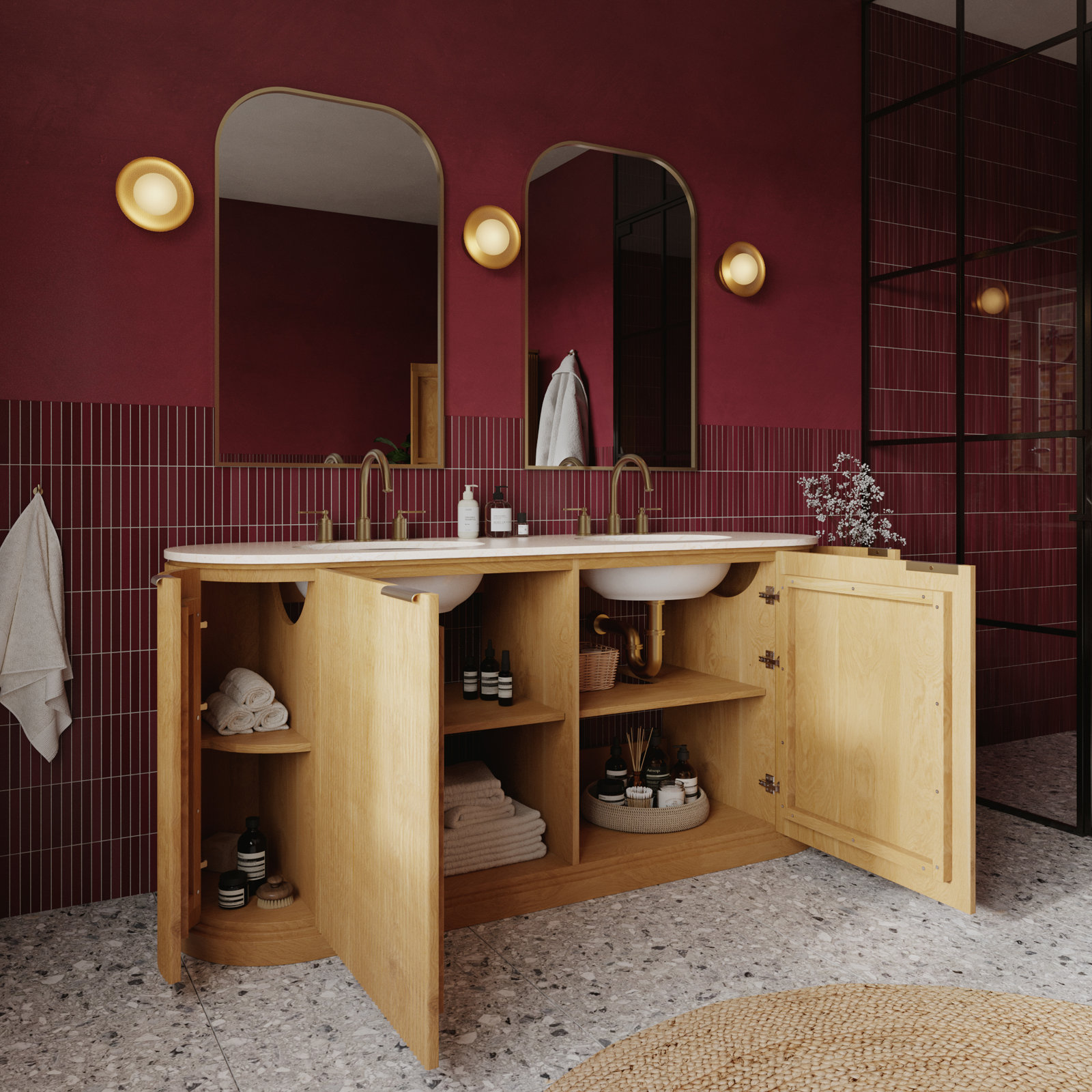 Nova 72" Double Bathroom Vanity, Pure White Quartz