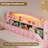 Princess Bed Frame With Led Lights And Charging Station, Velvet Upholstered Platform Bed With Headboard & Guardrail & Crystal Button-365541573-348033451