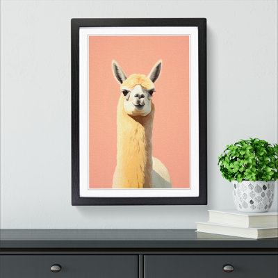 Llama Minimalism No.2 - Single Picture Frame Print on Wood