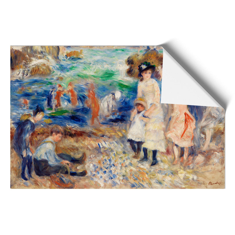Children On The Seashore by Pierre-Auguste Renoir - No Frame Painting, 21cm H x 30cm W x 0.1cm D