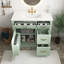 Meuble-lavabo vert 36 po avec lavabo en céramique, armoire avec 4 tiroirs, porte à fermeture en douceur et tablette réglable, meuble-lavabo moderne-698760023