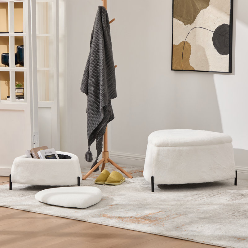 Multi-functional Triangle  Ottoman Set, Ivory