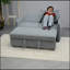 Canapé-lit convertible moderne 3 en 1 avec canapé-lit, canapé-lit convertible, futon bleu clair avec 2 coussins et poches de rangement latérales, dossier réglable en velours, pour le salon