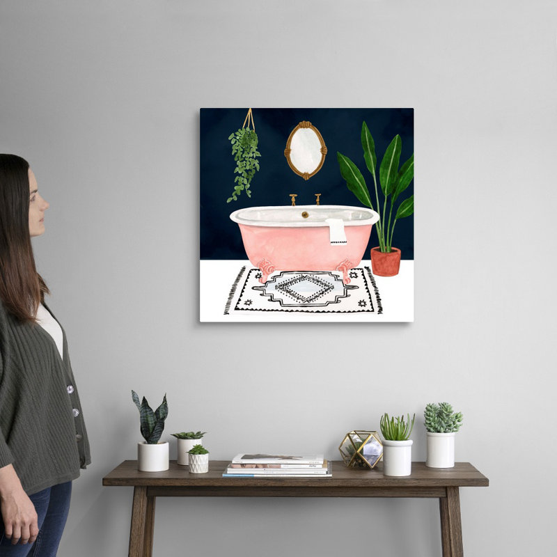 " Boho Bath II " Painting Print, Wrapped Canvas, 24" H x 24" W x 1.25" D