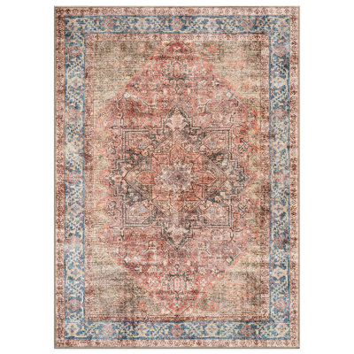 Tapis Calista Multi Vintage - velours plat lavable à la machine avec envers antidérapant