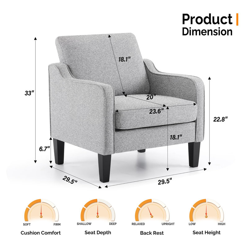 Chaise d'appoint Mid Century, Gris