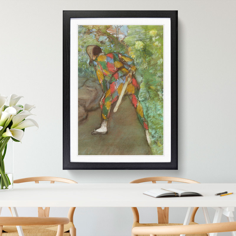 Harlequin by Edgar Degas - Picture Frame Painting, 48cm H x 36cm W x 2cm D, Black Framed