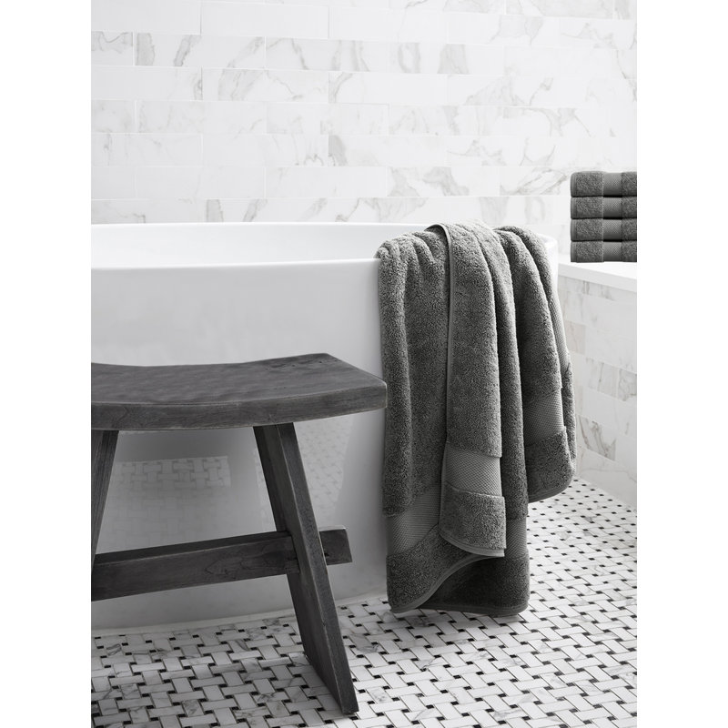 Ensemble de 10 serviettes en coton Delara, Gris foncé