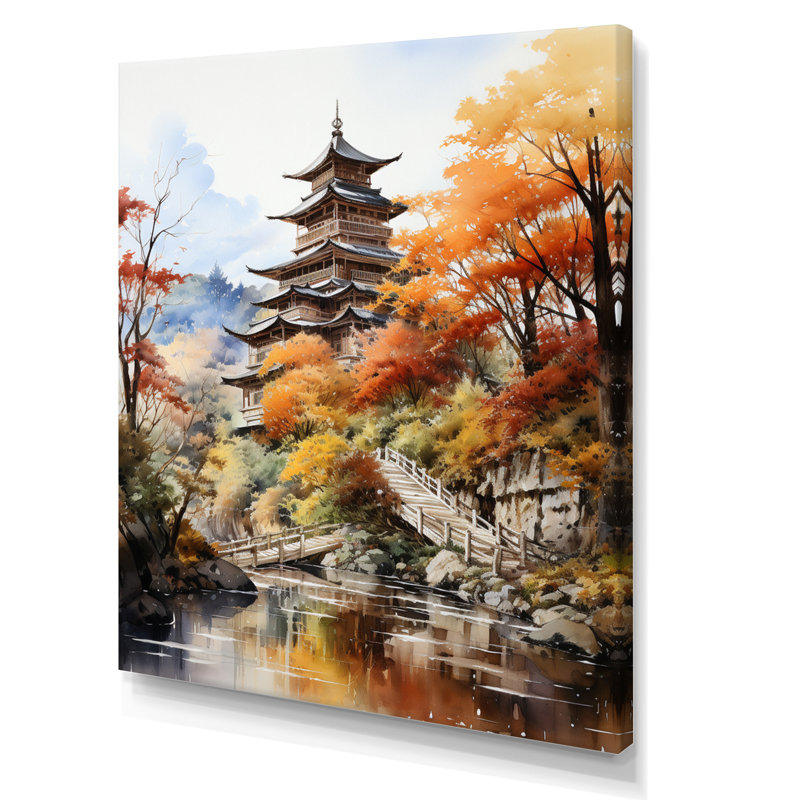 Madaly Japon Art Golden Autumn, Toile tendue, H 40 po x l 30 po x P 1,5 po