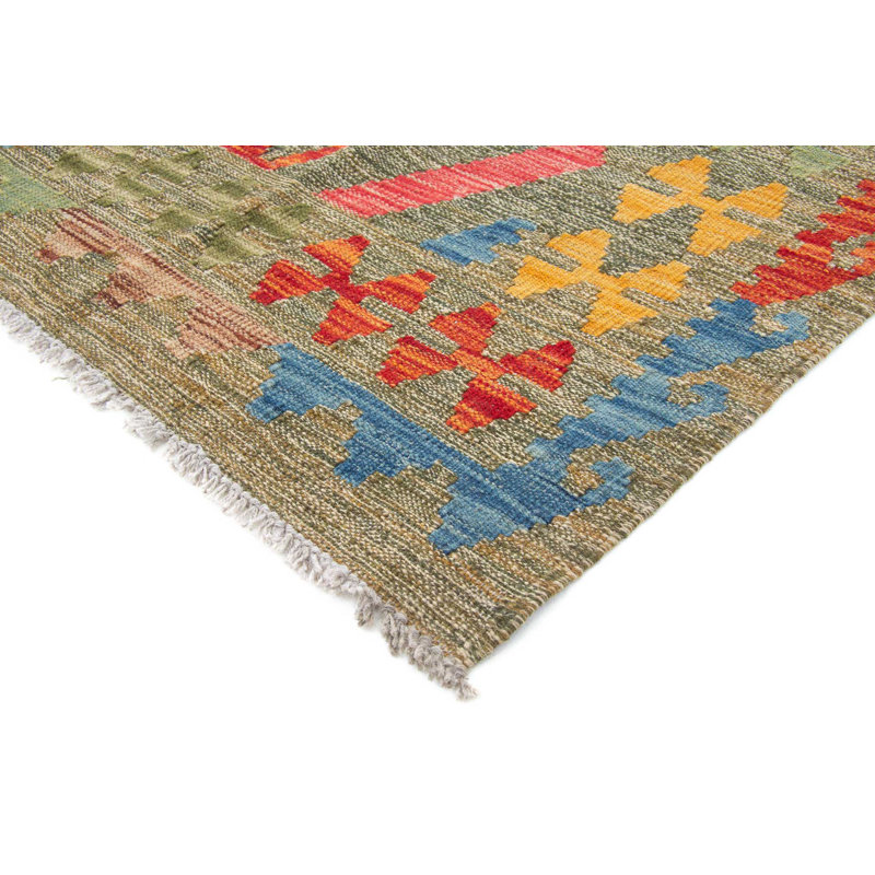 Rectangle 128 cm x 178 cm Geometric Wool Hand Woven Kilim