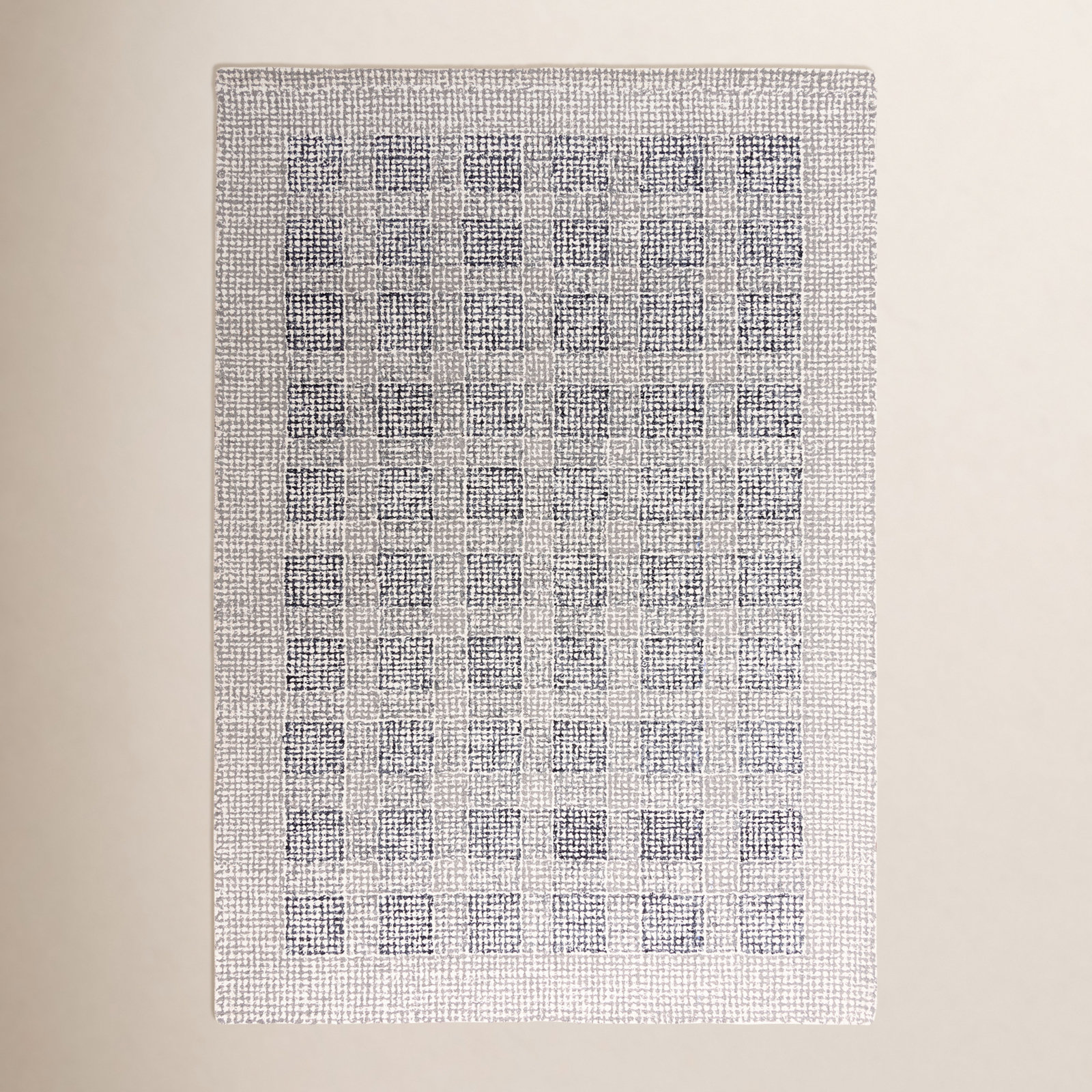Airica Blue Hand-Tufted Geometric Wool Rug, 7'6" x 9'6"