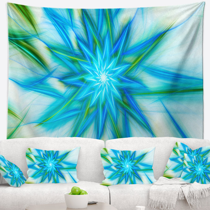 Tapisserie à étoile brillante bleue abstraite, H 50 po x l 60 po