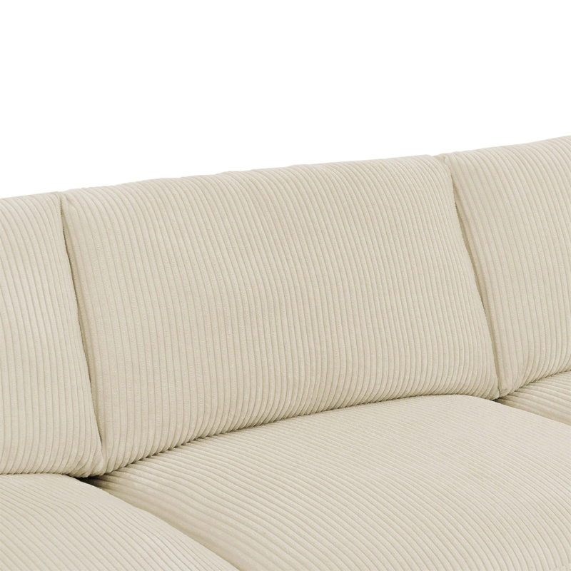 Canapé modulaire réversible en velours côtelé, Beige Corduroy, 33" H x 132" W x 94" D, Beige
