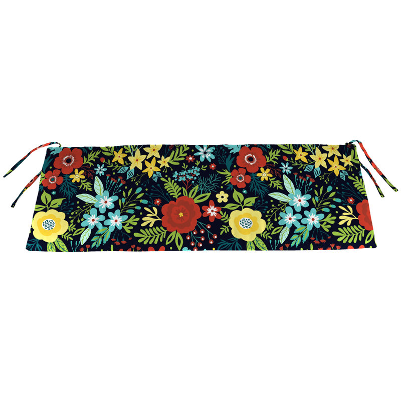 Indoor/Outdoor Bench Cushion, Black Floral