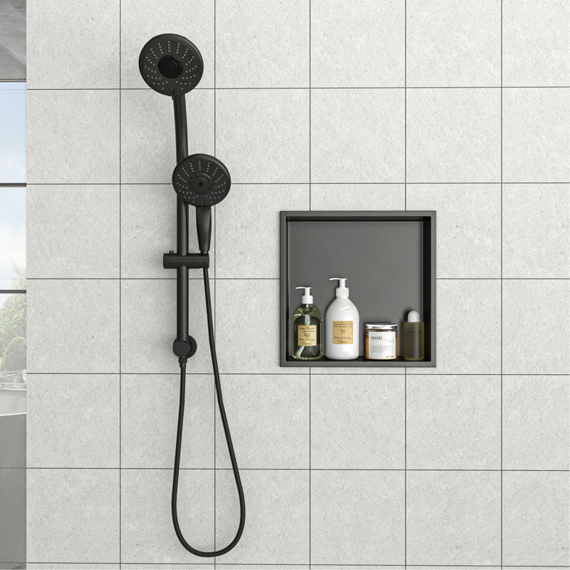 Stainless Steel Shower Niche, Gunmetal Black, Gunmetal Black