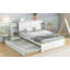 Lit plateforme fonctionnel avec tablettes coulissantes et lit gigogne simple pour une utilisation optimale de l'espace dans la chambre à coucher-1464606360