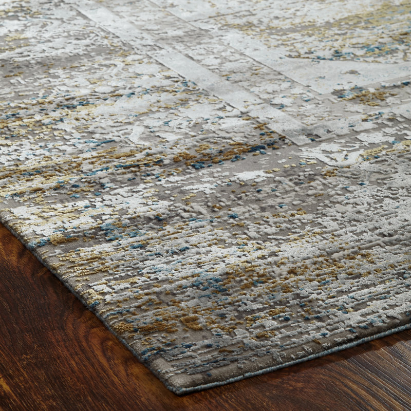 Kher Oriental Area Rug in Gray, Rectangle 9'9" x 13'9"