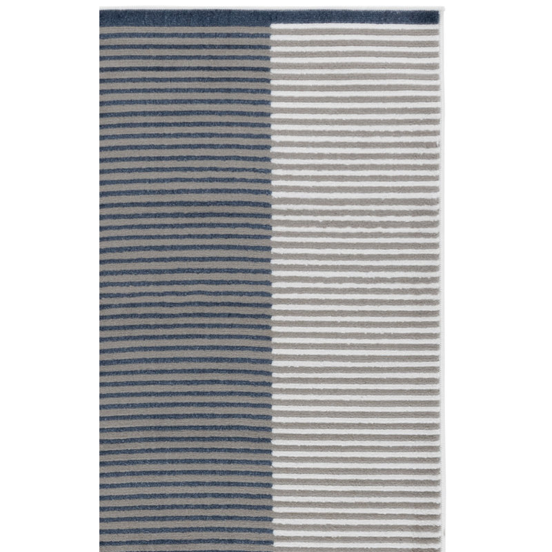 Tapis gris / ivoire / bleu marine en jute / sisal / polypropylène tissé à la machine Nagelly