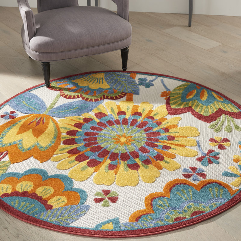 Tapis transitionnel multicolore Newton, Rond 5 pi 3 po