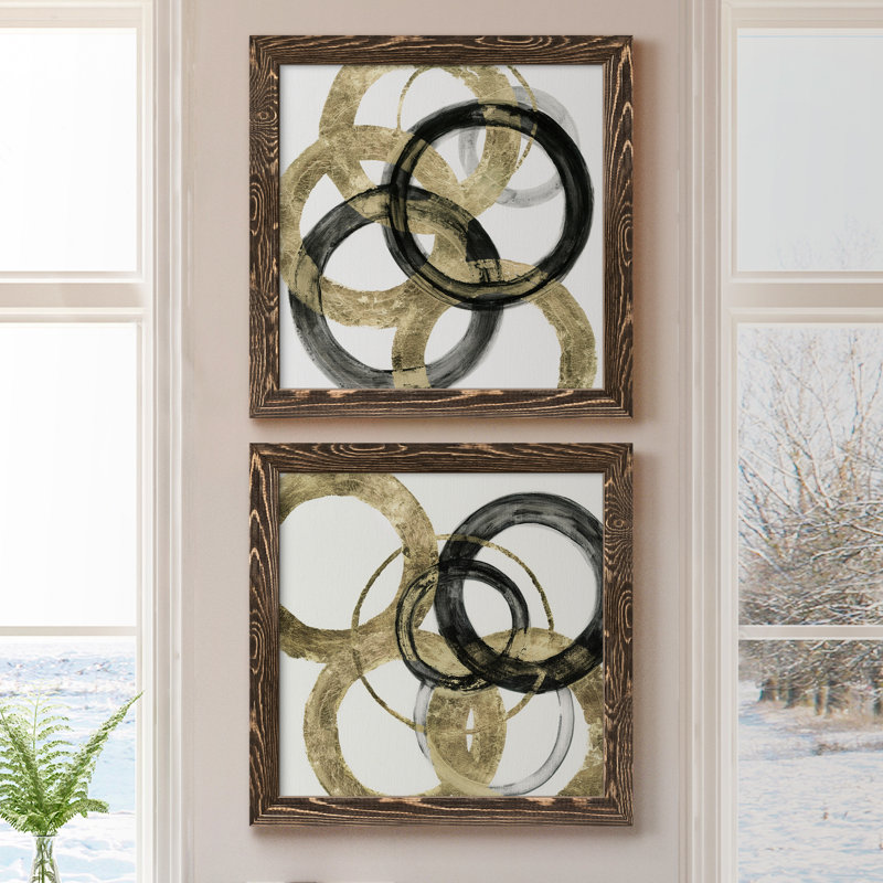 Ring I - 2 Piece Print, Walnut Framed Paper, 17" H x 34" W x 1.5" D