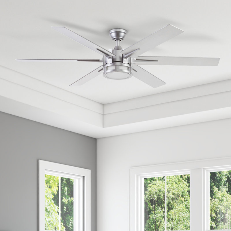 Ventilateur de plafond 56 po avec lumières DEL et télécommande Kaliza inclus, Étain