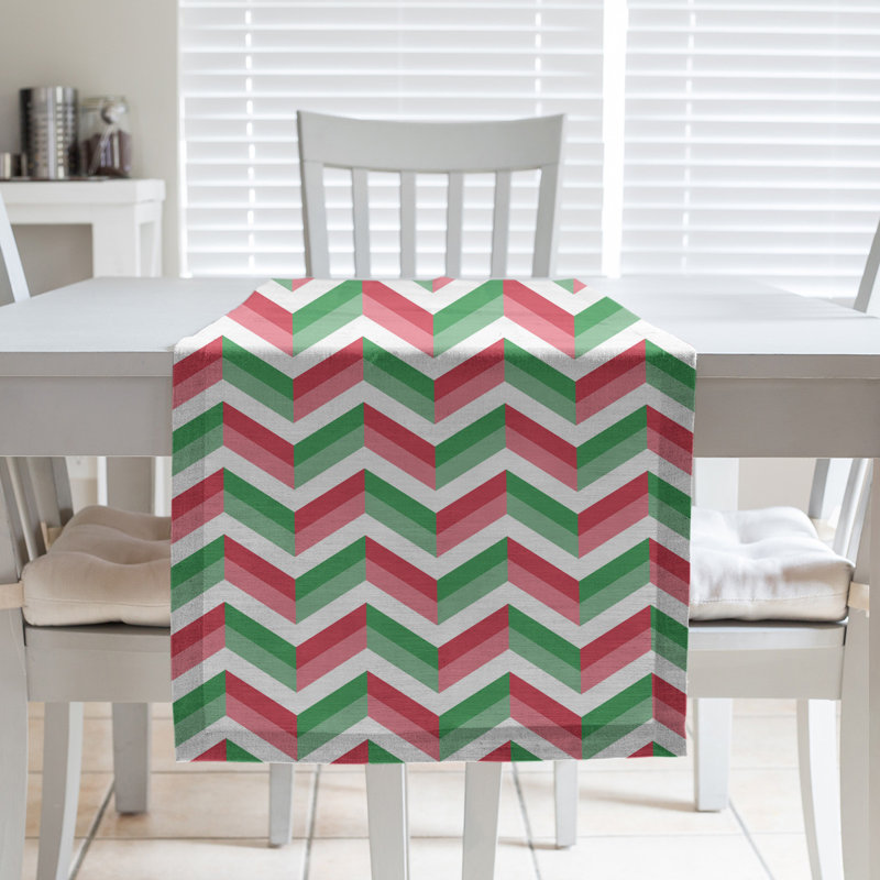 Chemin de table des fêtes fêter hol, L 72 po x l 16 po, Polyester, Vert / Rouge