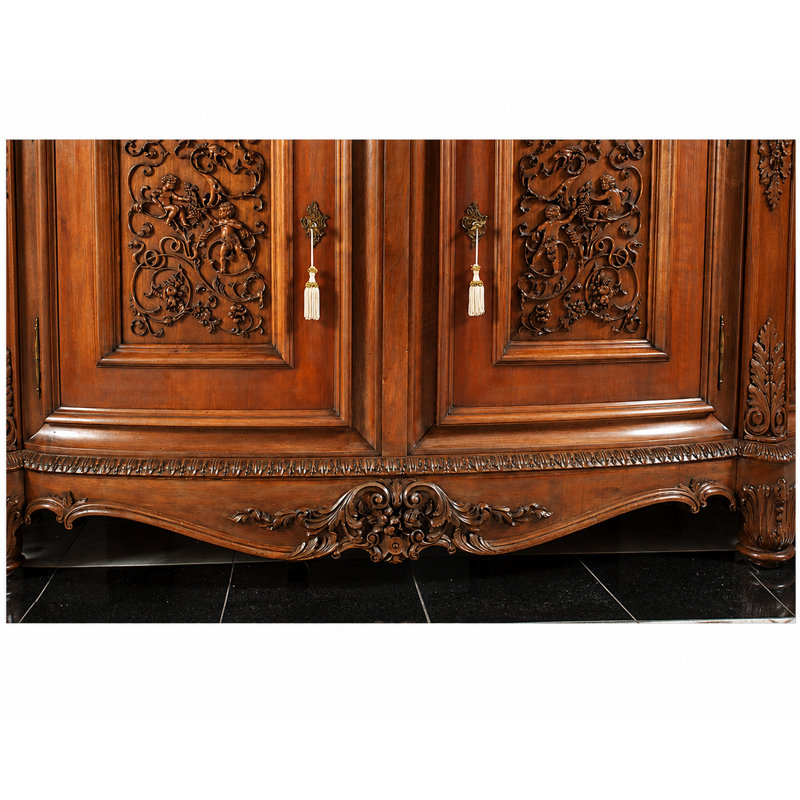 Original Italian Antique Hand-Carved Walnut Sideboard