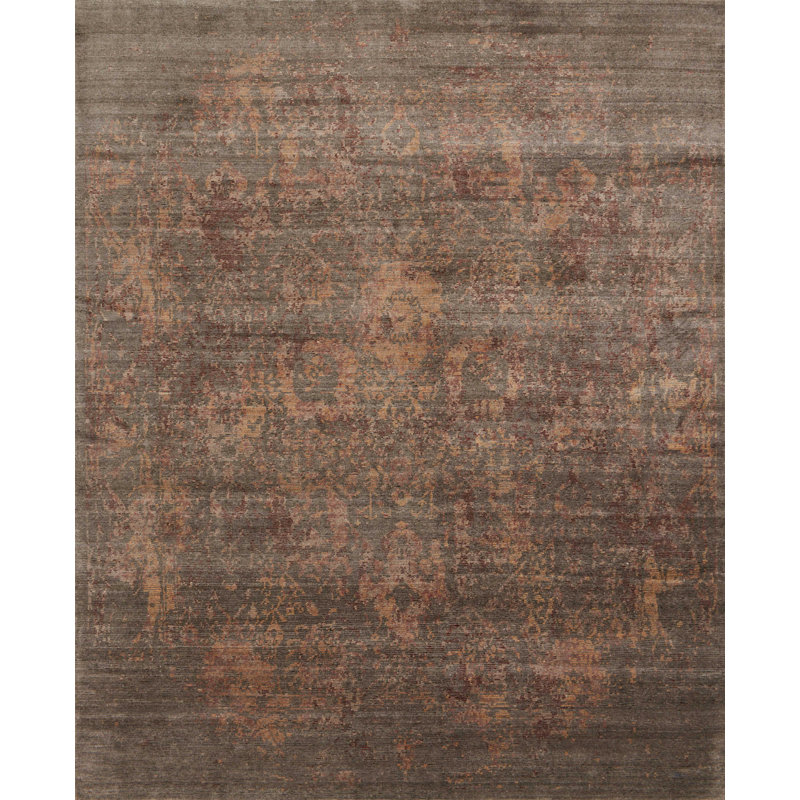 Tapis brun noué à la main Delphi, Rectangle 24 po x 36 po