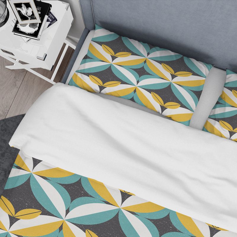 Ensemble de housse de couette abstraite Mid-Century, Housse de couette très grand + 2 taies décoratives