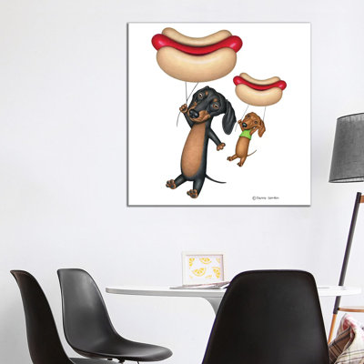 Dachshund Hotdog Balloons by Danny Gordon - Wrapped Canvas Gallery-Wrapped Canvas Giclée