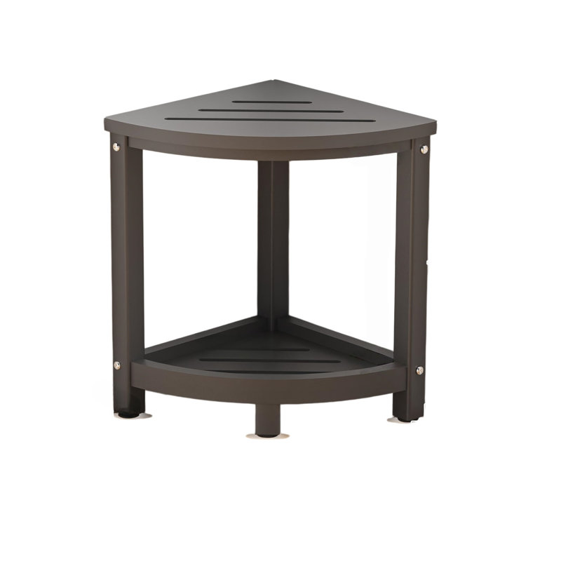 Corner Shower Stool With Shelf - Waterproof Indoor Outdoor Seat, Gray